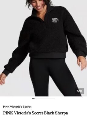 PINK Victoria's Secret Black Sherpa Half-Zip Pullover